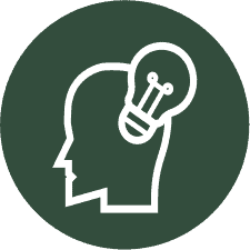 Illustration of a lightbulb on a person's head.