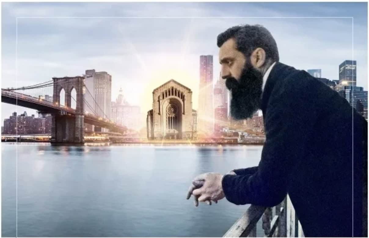 Theodore Herzl looks out over the water.