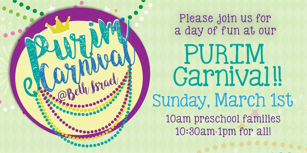 Purim Carnival Celebration San Diego Jewish Community Beth Israel Families